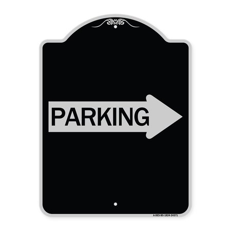 SIGNMISSION Parking With Right Arrow Heavy-Gauge Aluminum Architectural Sign, 24" x 18", BS-1824-24371 A-DES-BS-1824-24371